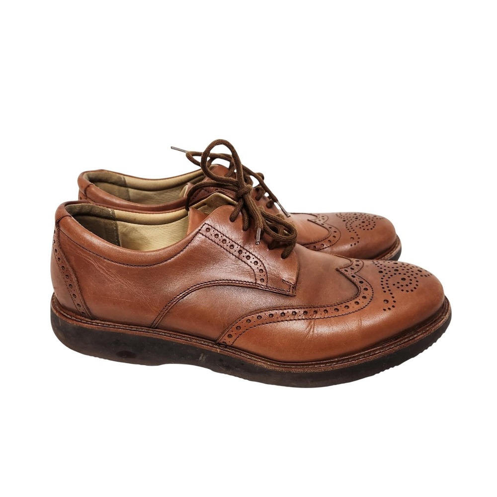 SAMUEL HUBBARD Shoes Mens 9.5 Brown Tipping Point‎ Leather Wingtip Oxford Vibram